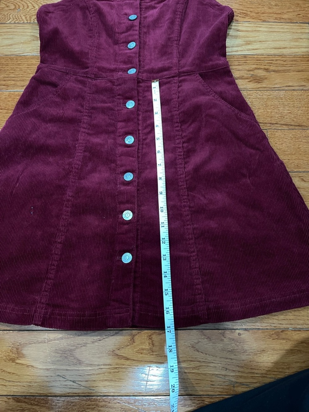 H&M Burgundy Corduroy Mini Dress Size Small - Picture 4 of 7